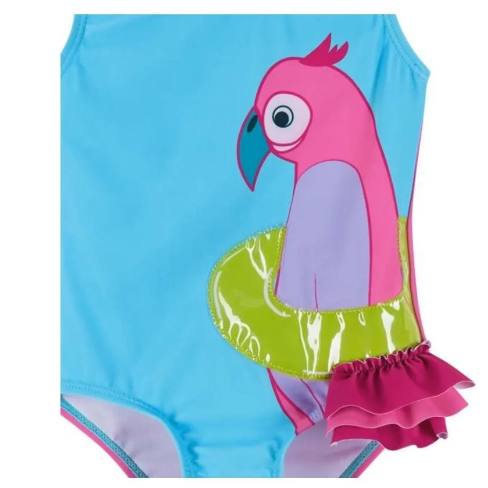 Andy and Evan Sz 6X Kids Swim Flamingo Swimsuit - Blue and Pink